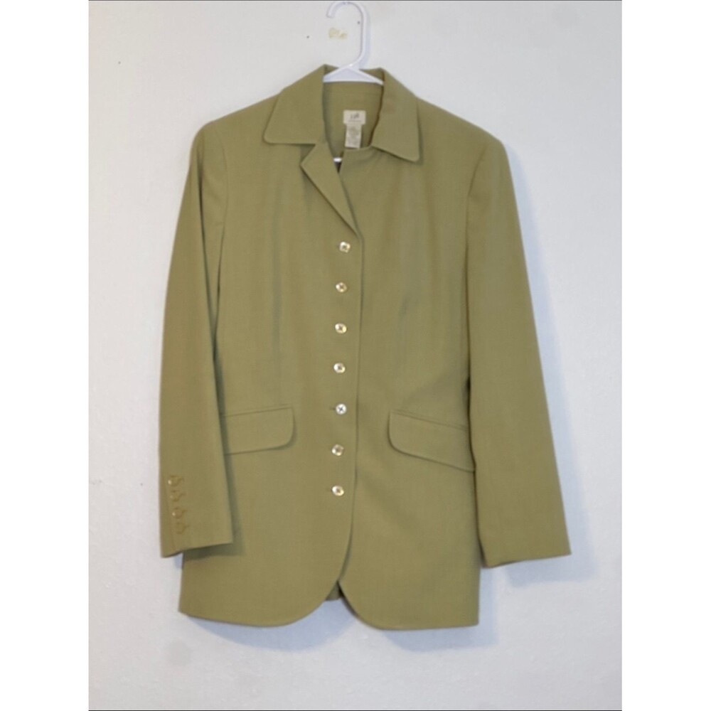 J. Jill Tailored Olive Green Womens Blazer Jacket Size 6 Office Business Career